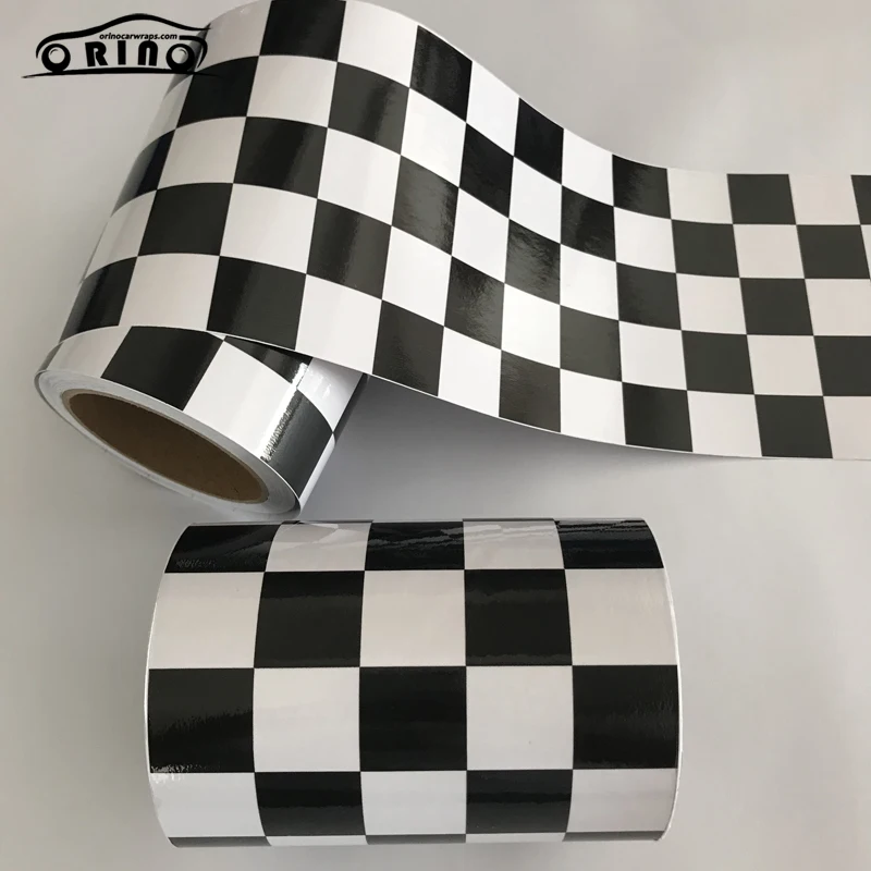 Black White Checkered Racing Flag Sticker Wrap-3