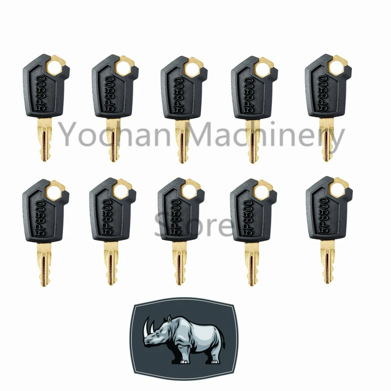 

10 PCS Copper 5P8500 Key For Caterpillar CAT Heavy Equipment Ignition Loader Excavator Dozer Copper & Plastic Black