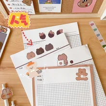 

B5 Cartoon Bear Grid Note Pads Korean INS Student Planner Memo Learning Note Papers DIY Scrapbook School Stationary Supplies