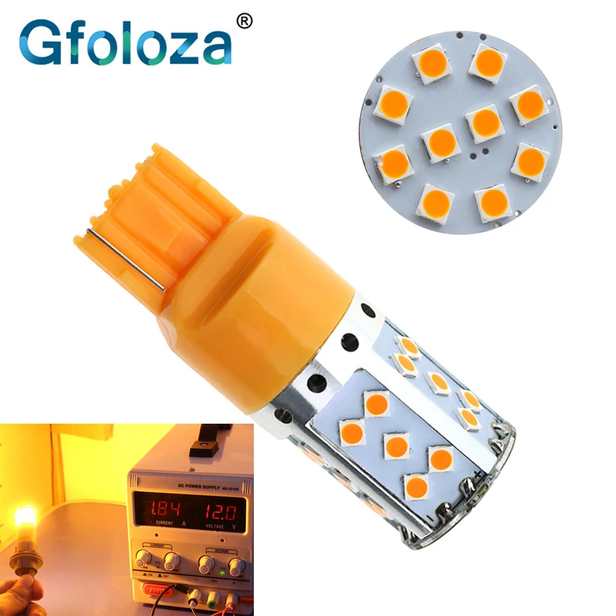 Gfoloza 1 шт. T20 светодиодный 7440 W21W Canbus лампочка без ошибок 35SMD 3030 светильник сигнала