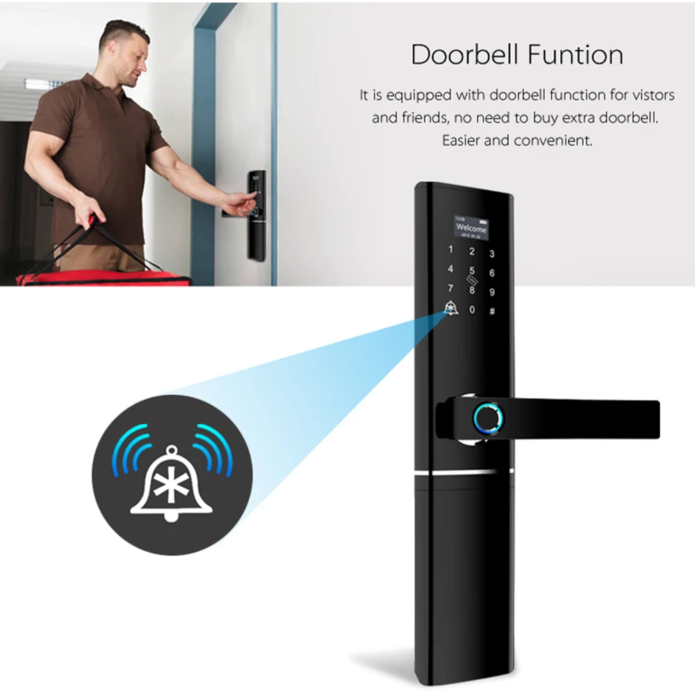 Tuya App smart life Electronic Intelligent Waterproof Biometric Fingerprint Smart Door Lock with WiFi for Home in Zinc Alloy Tuya App smart life Electronic Intelligent Waterproof Biometric Fingerprint Smart Door Lock with WiFi for Home in Zinc Alloy