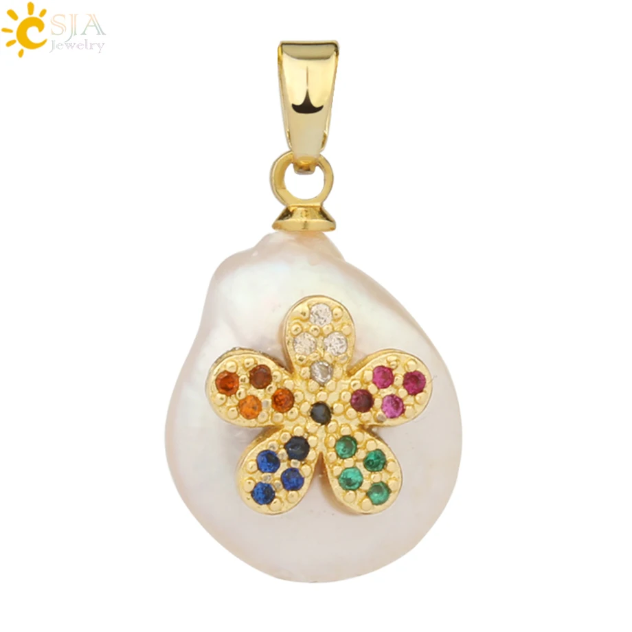 Pendant-E Csja кулон из пресноводного жемчуга, крошечное ожерелье из бисера, сердце из фианита подвески в форме цветов для детей, милое колье для девочек, модные украшения, G213 - Окраска металла: Pendant-E