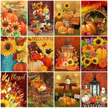 

Evershine Full Square Diamond Painting Pumpkin 5D DIY Craft Kit Diamond Embroidery Cartoon Cross Stitch Halloween Decoration