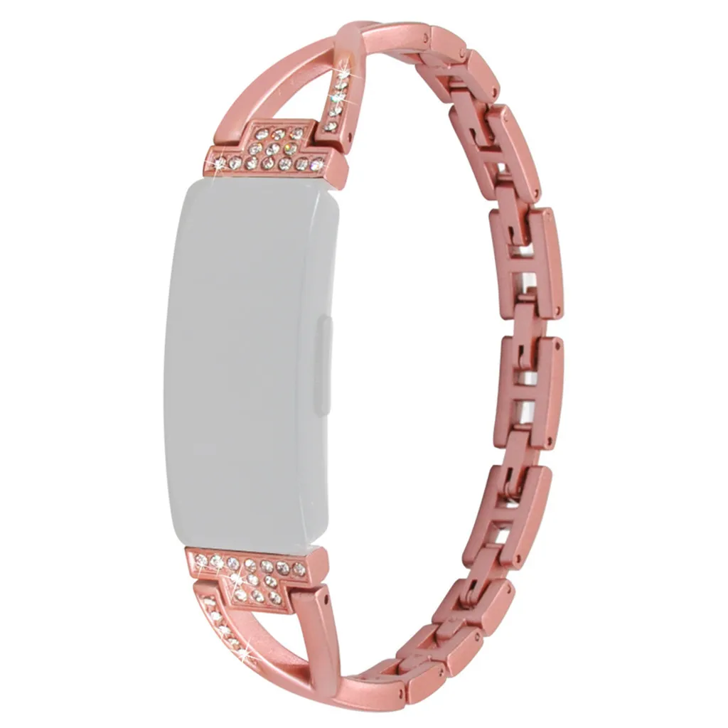 Розовый Ремешок для часов, ремешок на запястье для Fitbit Inspire/Inspire HR, модные повседневные женские Ремешки для наручных часов, застежка-крючок, замена металлического кристалла - Цвет: Розовый