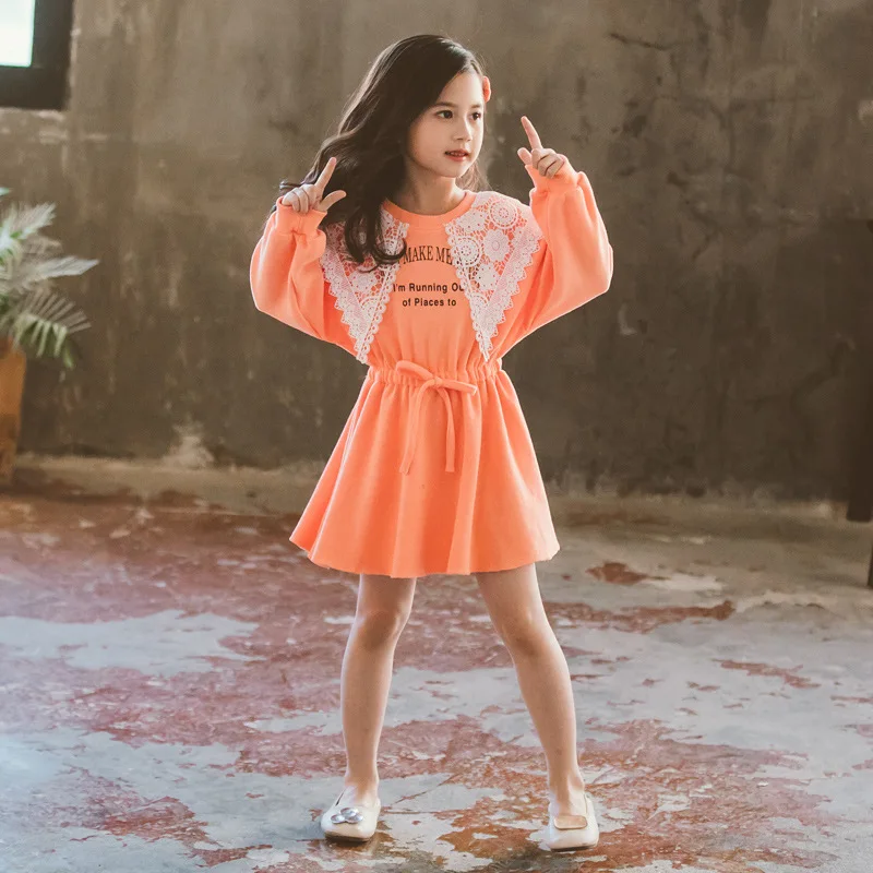 orange sweatshirt dress