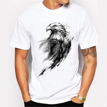  COLORFULAURORA ApparelClassic white T-shirt fashion Splash ink landscape print eagle print T-shirt 