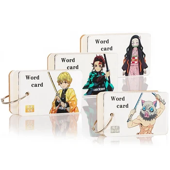

Anime Demon Slayer: Kimetsu No Yaiba Word Card Keychain Pendant Notepads Learning Supplies Office Stationery with Key Ring