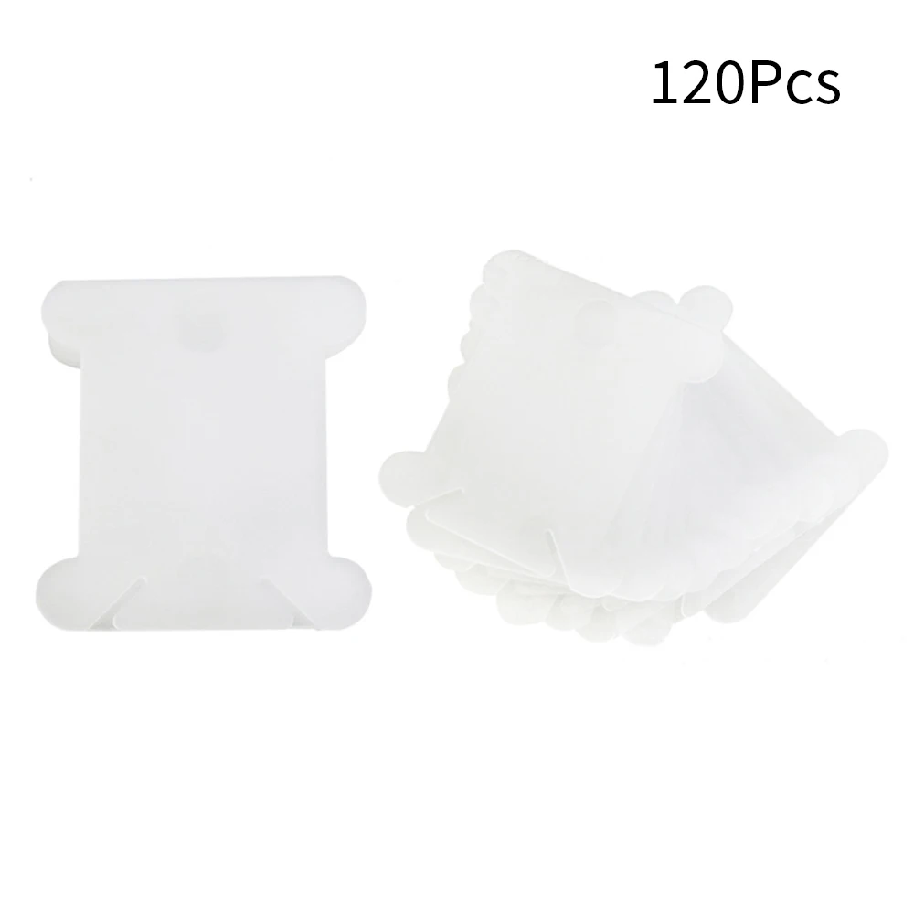 100/120pcs Cross Stitch Storage Holder Plastic Sewing Thread Winding Plate Board Card Embroidery Floss Craft Bobbins Organizer - Цвет: transparent 120pcs