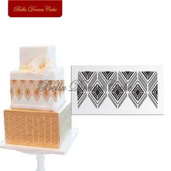 

Diamond Rhombus Cake Stencil Plastic Cake Border Stencils DIY Drawing Lace Template Cake Mold Cake Decorating Tool Bakeware