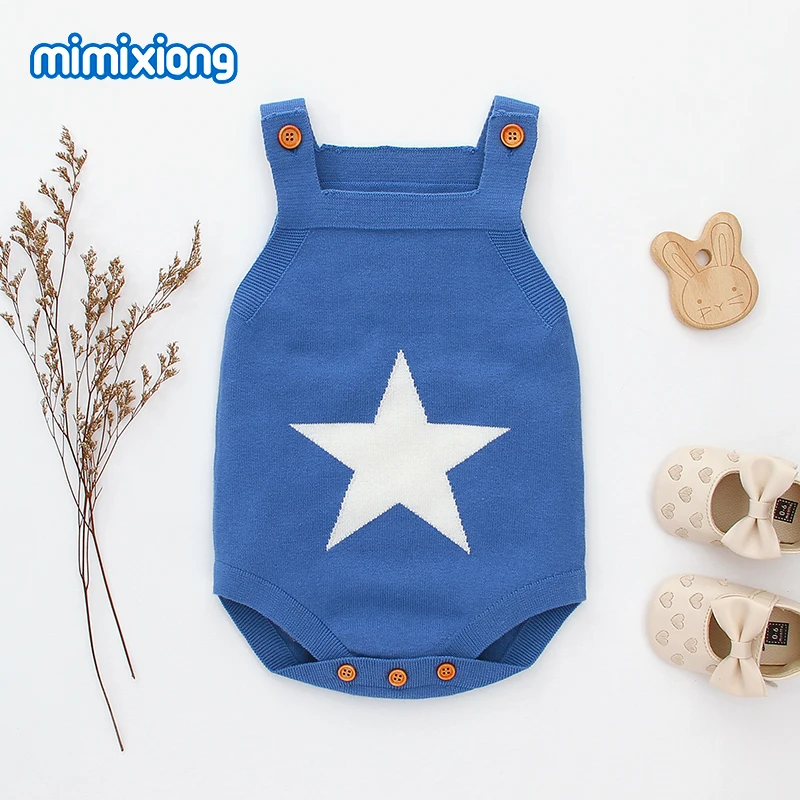 Baby Bodysuits Knitted Newborn Boys Girls Body Tops Five Star Infant Sleeveless Onesie Toddler Kids Jumpsuit Clothes 0-18Months