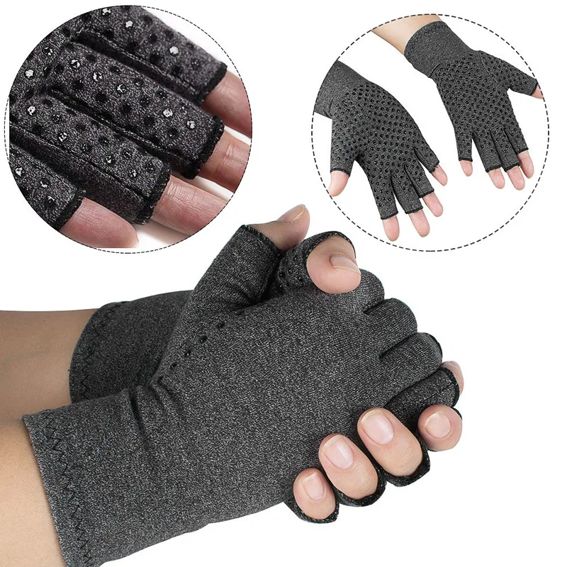 Силиконовые противоскользящие компрессионные перчатки, мужские перчатки без пальцев, перчатки для спорта на открытом воздухе, велоспорта, фитнеса, облегчающие боль в руке, перчатки