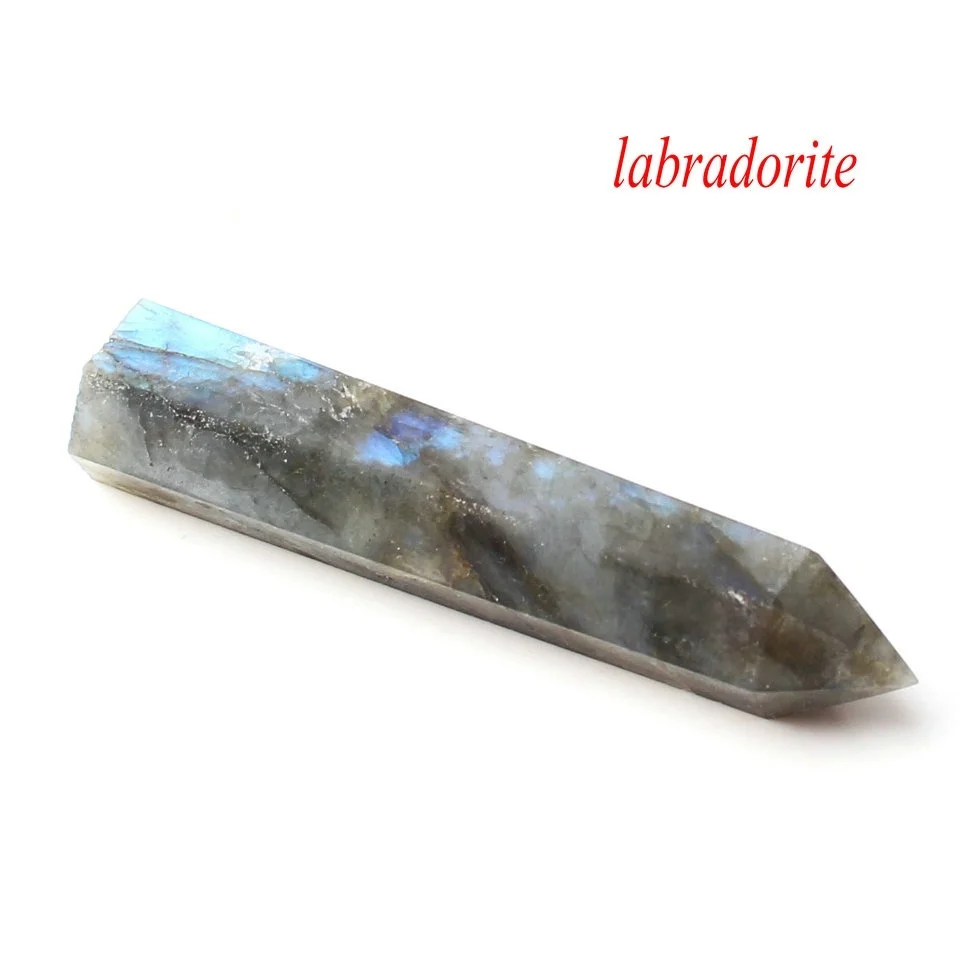 labradorite Кристалл обелиск точка палочка ювелирные изделия Красочные Флюорит розовый кварц исцеление чакры в рейки декоративная статуэтка Фигурное ожерелье подарок - Цвет: labradorite