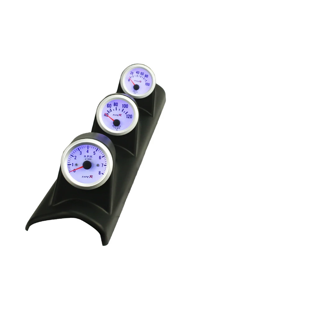 

2" 3 In 1 Oil Pressure Clear Display Dial Car Gauges Set Speed Water Temperature Meter Holder Tachometer Combination Easy Use