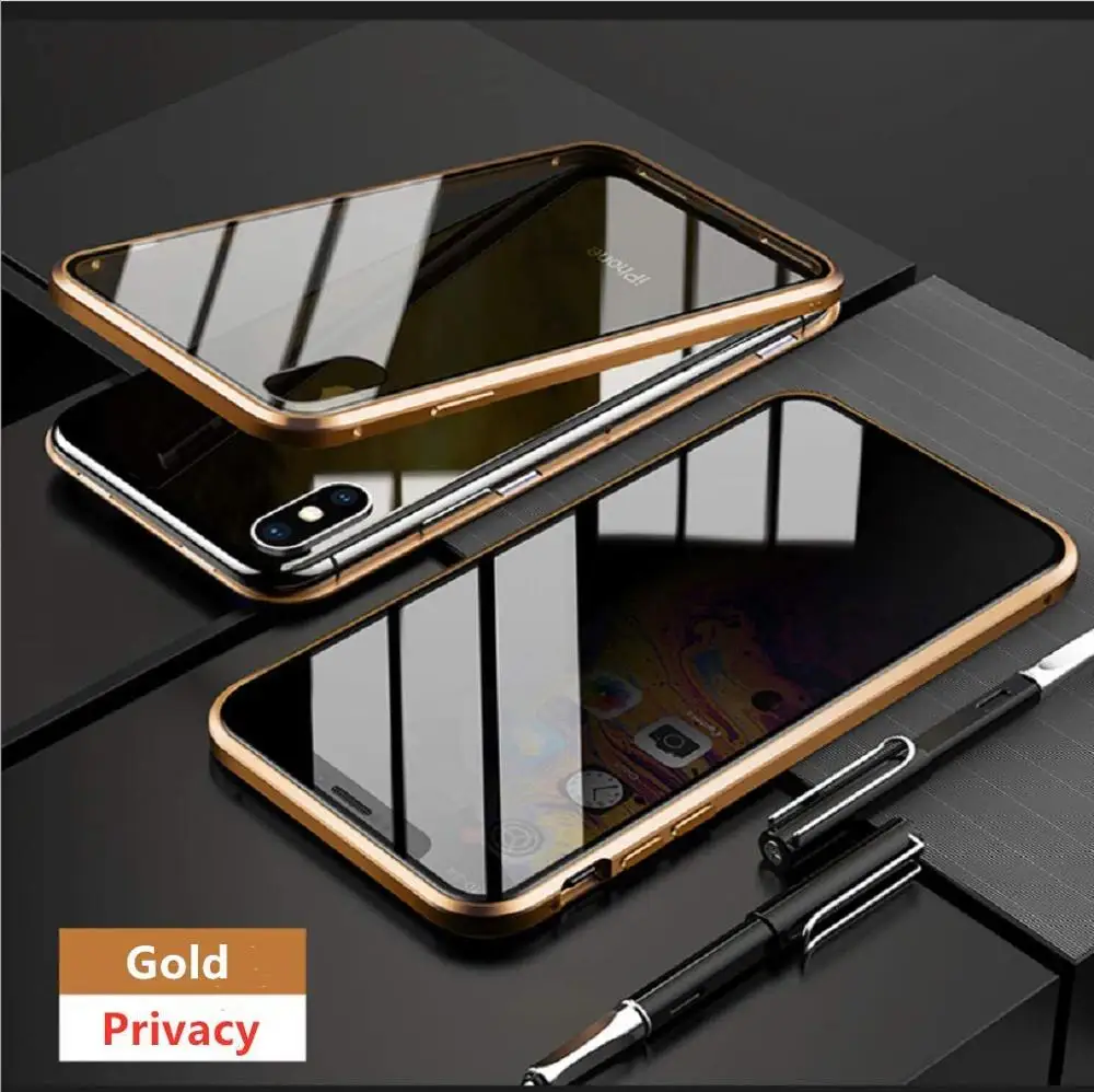 Золотой Магнитный чехол для samsung Galaxy S10 S8 S9 Note 10 Plus Note 9 8 S10e противоскользящее двойное закаленное стекло металлический бампер - Цвет: Золотой