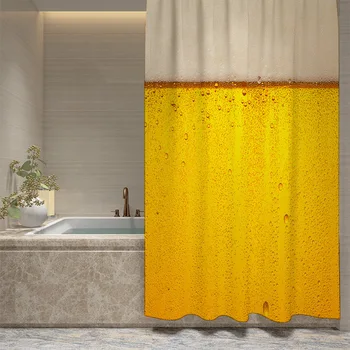 

Creative Beer Bubble Bathroom Partition Curtain Digital Printing Polyester Waterproof Shower Curtain