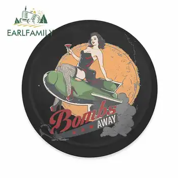 

EARLFAMILY 13cm x 12.8cm For Bombs Away Pin Up Funny Car Stickers Waterproof Bumper Decoration Occlusion Scratch Vinyl Car Wrap