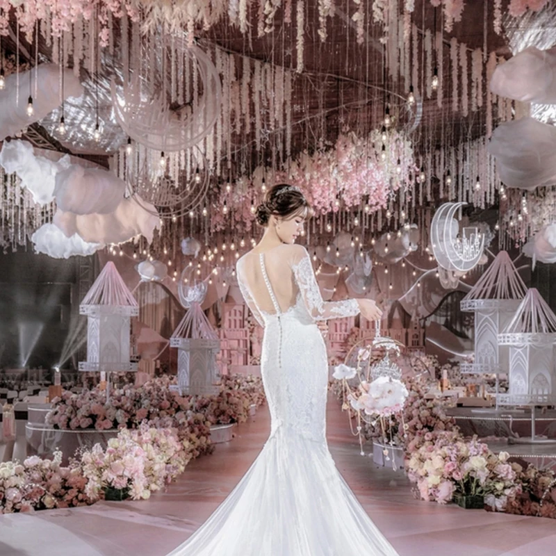 Свадебный розовый сцена набор искусственный цветочный композиция предварительно функциональная область Декор вечерние сценический макет Окно Фон цветок стена шар