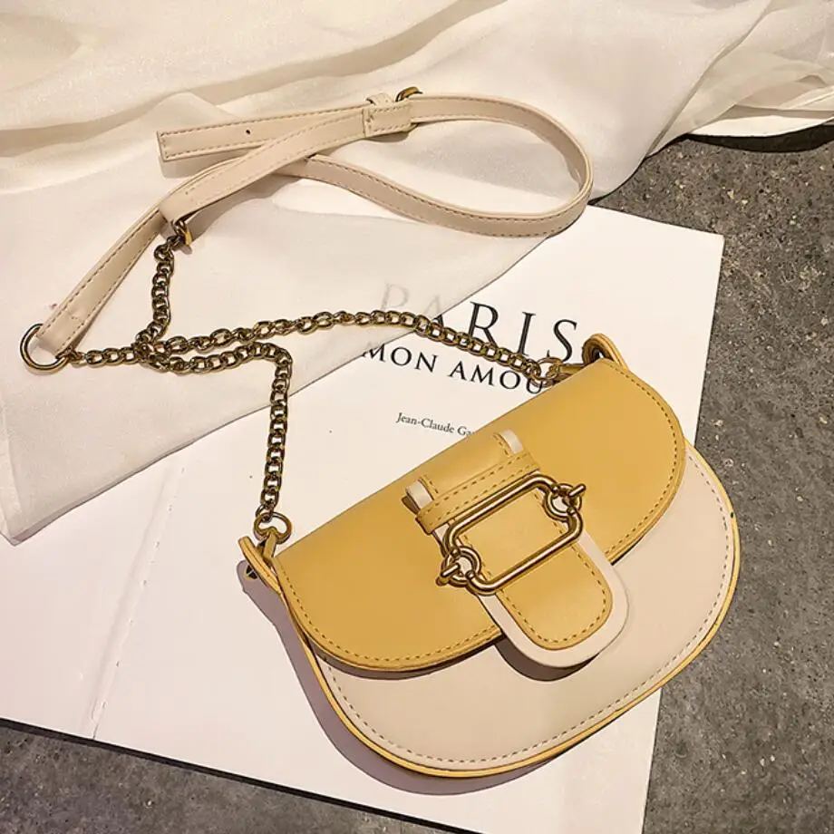 

Luxury Brand Female Mini Saddle Bag 2019 Fashion New Quality Leather Women's Designer Handbag Lock Chain Shoulder Messenger Bag
