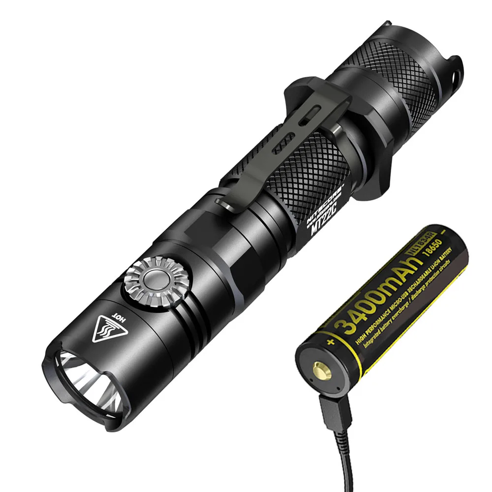 MT22C NL1834R NITECORE MT22C тактический фонарик CREE XP-L HD V6 Макс 1000 люмен 8600cd поворотный переключатель луч бросать 185 измерительный прибор наружный поисковый фонарь - Испускаемый цвет: MT22C NL1834R