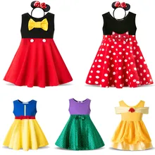 Детские платья для девочек; платье с мышкой; костюм на Хэллоуин Принцесса Белоснежка; Детские праздничные платья для маленьких девочек