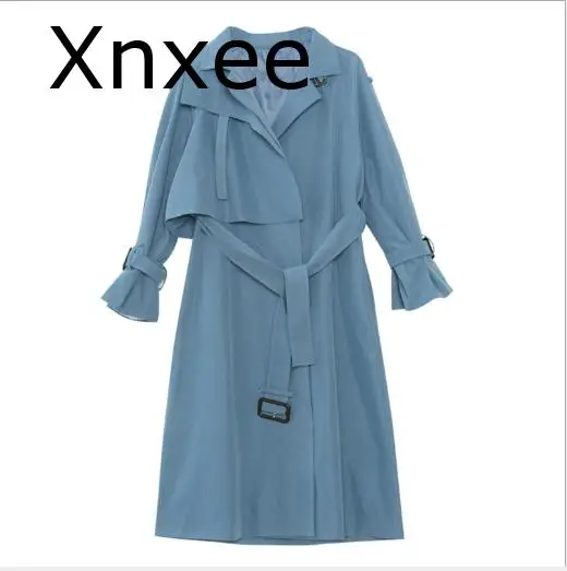 Spring Autumn Women's Windbreaker Lapel Long Sleeve Bandage Casual Loose Long Trench Female Coat Korean Fashion Clothing