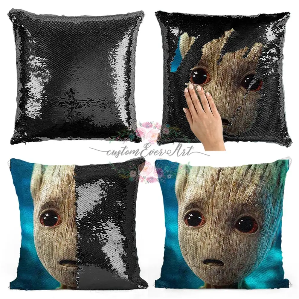 

Baby Groot sequin pillow | sequin Pillowcase Two color pillow gift for her | gift for him | pillow | magic pillow