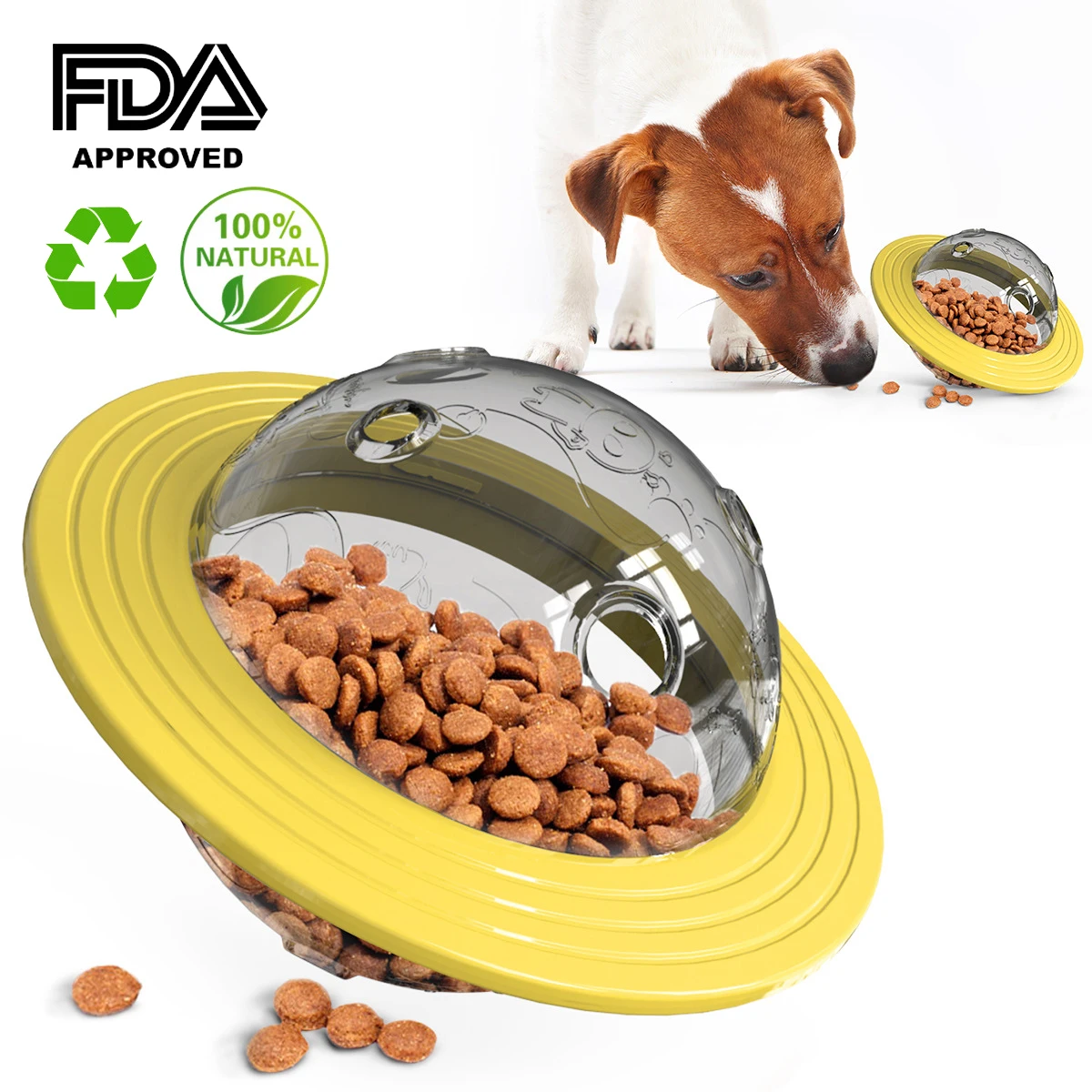 Dog UFO Treat Toys Food Dispensing IQ Chasing Ball DF-002