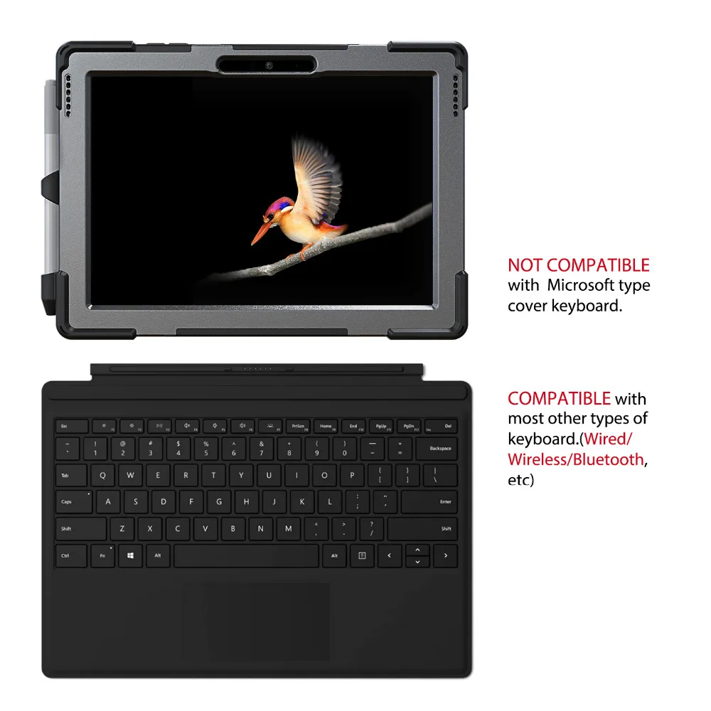 Case for Microsoft Surface Pro 6 / Pro 5 / Pro / Pro 4,with Pen Holder 360 Rotating Hand Strap/Kickstand+ Shoulder Strap