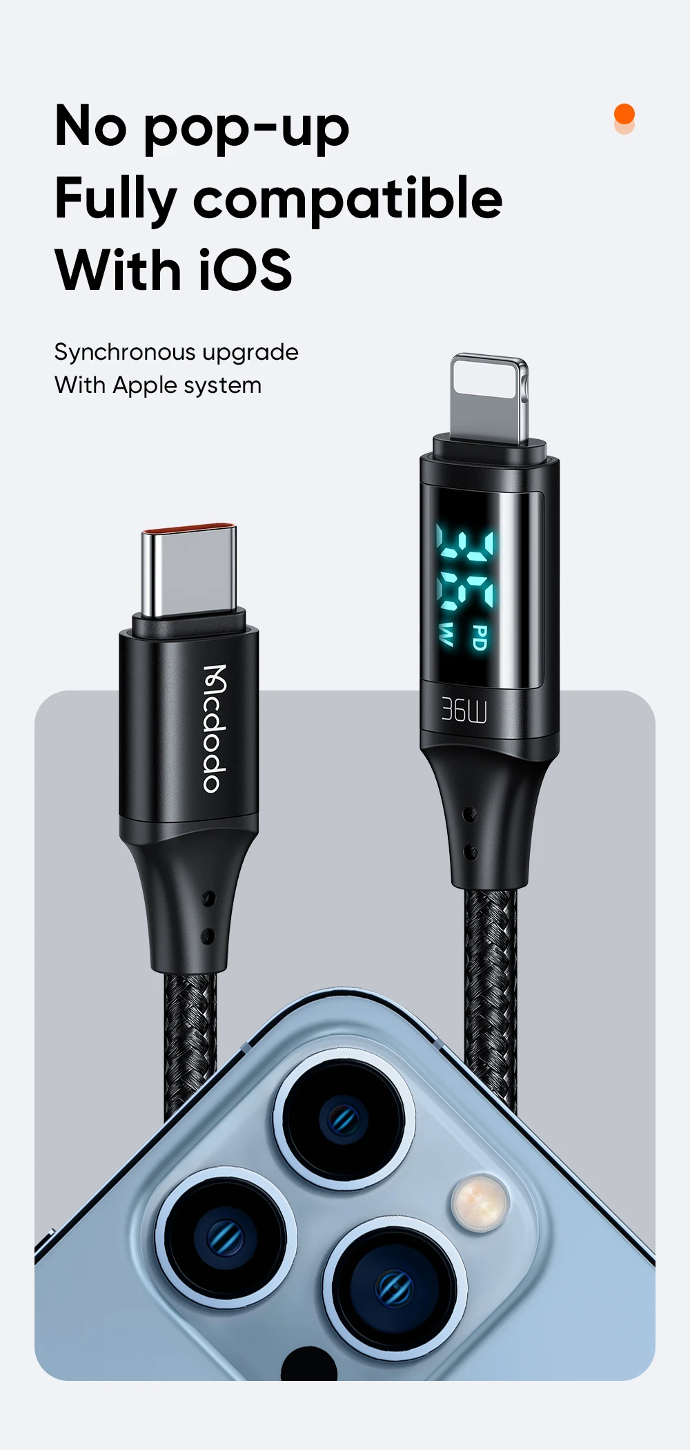 Mcdodo 36W PD USB C Micro Cable Fast Charging Type C Cable for iPhone 13 12 11 Pro Max XR X iPad Digital Display Phone Data Cord mobile phone cables