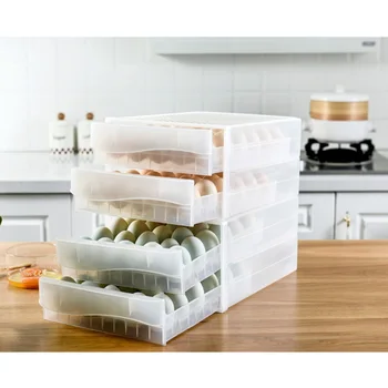 

60 Grid Double Layer Egg Storage Drawer Practical Kitchen Refrigerator Storage Box Crisper