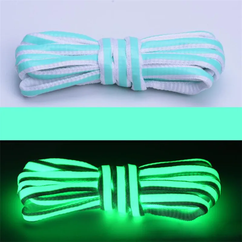 Купить 120cm High-bright Flat Reflective Shoelaces Luminous Glow in the Dark Shoe Strings Sneakers Boot Safety Lace Adult Children  Обувь | Shoelaces (1005003579525984)