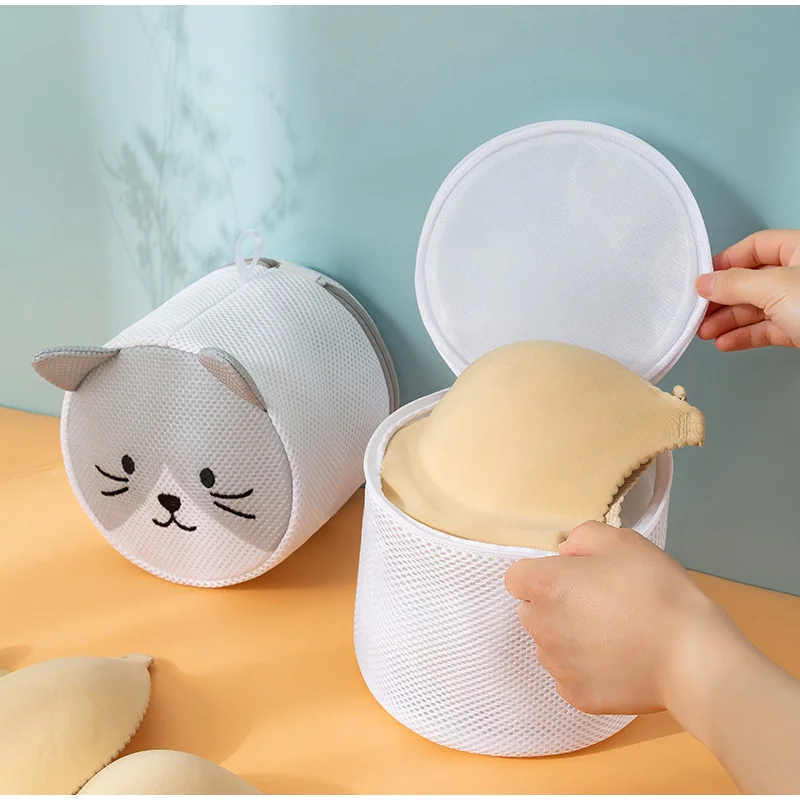 2/4Pcs Laundry Bra Storage Bags Washing Machine Cartoon Print Bra Anti-deformation Underwear Protect Mesh Zipper Bag Organizer