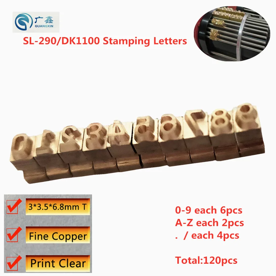 

Freeshipping 3*3.5*6.8MM T Type Hot Stamping Letters For SL-290 DK1100 Coder Copper Letters 0-9 A-Z . /