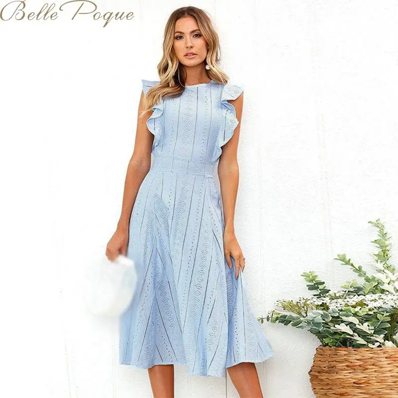 

Belle Poque Women Casual Ruffles Short Sleeve DressesWomen O Neck Print Boho Dress Female A Line Party Dresses