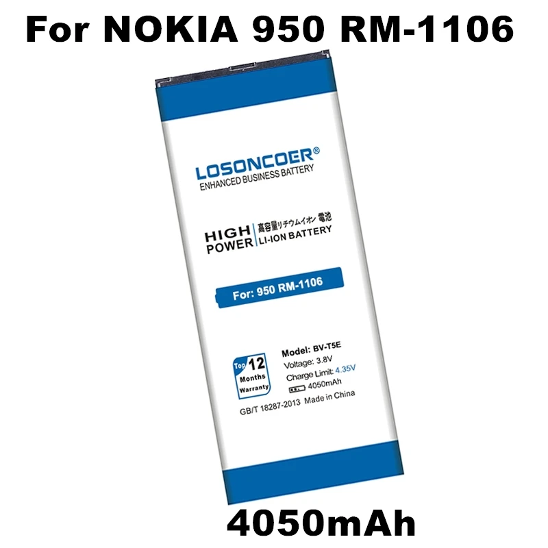 LOSONCOER 4050 мАч BV-T5E/BVT5E/BV T5E батарея мобильного телефона для microsoft Lumia 950 RM-1106 RM-1104 батарея