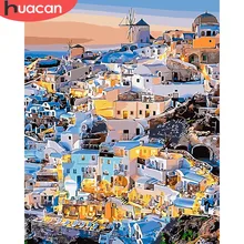 HUACAN картинки по номерам Комплекты для декораций замка Рисование холстом Ручная роспись DIY роспись по номерам Домашнего декора Подарок