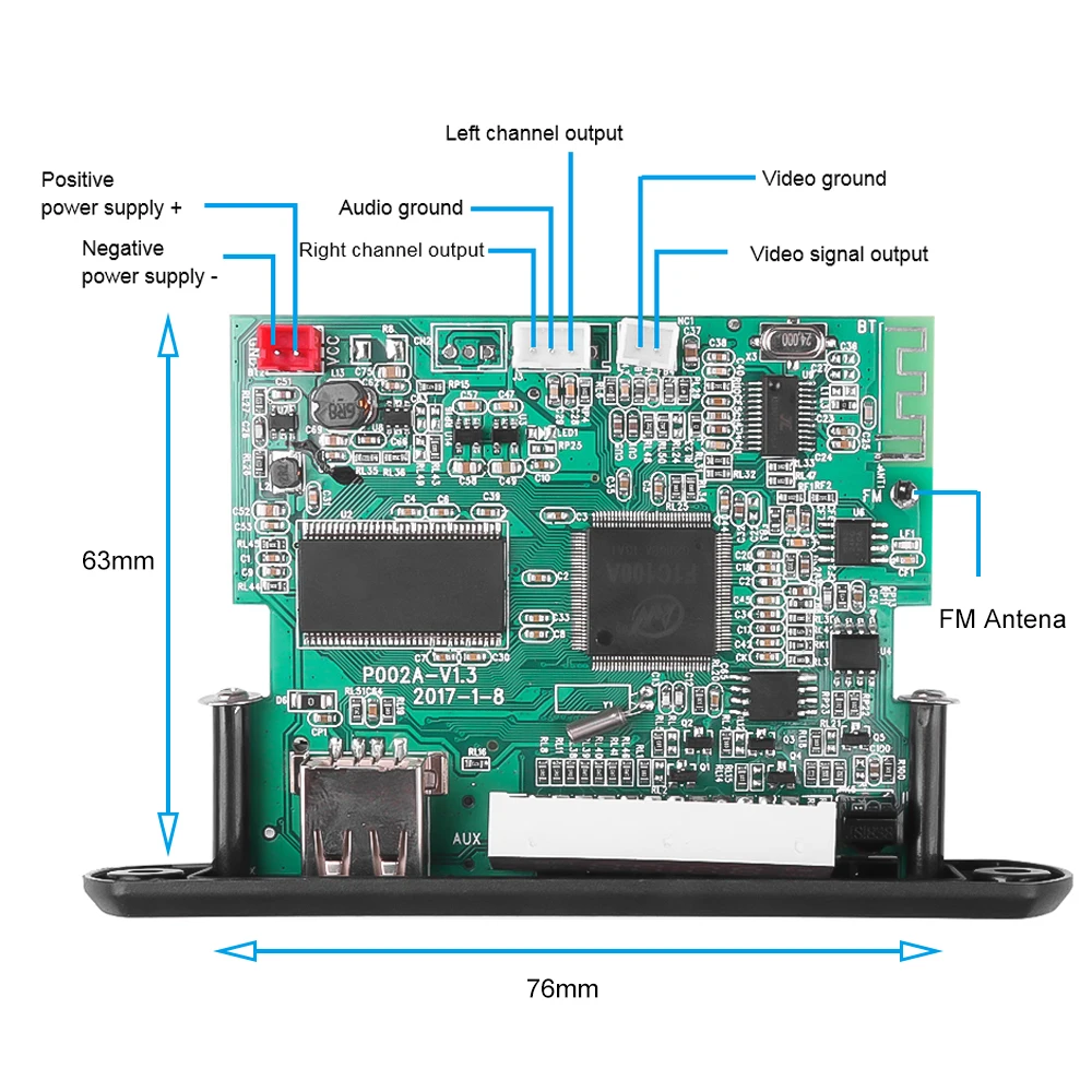 5 V-12 V MP3 Mp5 аудио и видео модуль детектора Поддержка bluetooth USB TF MP3 WAV MP4 AVI без потерь декодирования Diy Kit PCB модуль