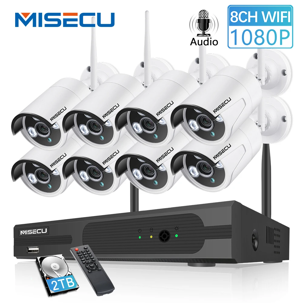 MISECU 8CH 1080P CCTV Wireless System Audio Record 4/8PCS 2.0MP IR Outdoor P2P Wifi IP Security Cam - 32971739031  MISECU 8CH 1080P CCTV Wireless System Audio Record 4/8PCS 2.0MP IR Outdoor P2P Wifi IP Security Cam - 32971739031