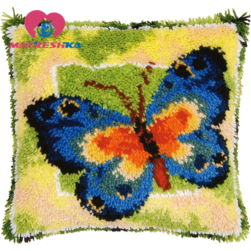 Latch hook pilowcase kits carpet embroidery cross-stitch pillow do it yourself carpet embroidery cushions butterfly tapestry kit
