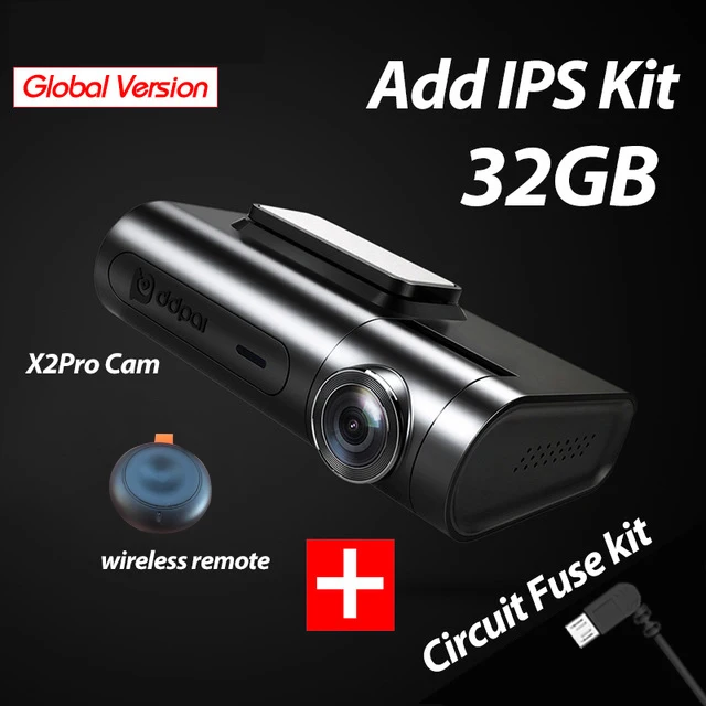 Add IPS Kits Xiaomi Mijia DDPai X2S Pro двухканальный видеорегистратор камера Встроенный eMMC хранение HD запись 24H монитор парковки - Название цвета: Add IPS Kits