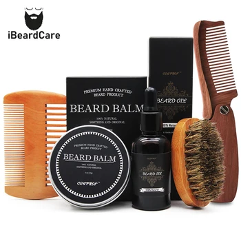 

Cosprof Beard Balm Moustache Cream Beard Oil Set Conditioner Beard Balm Healthy Moisturizing Moustache Wax Brush Comb Natural