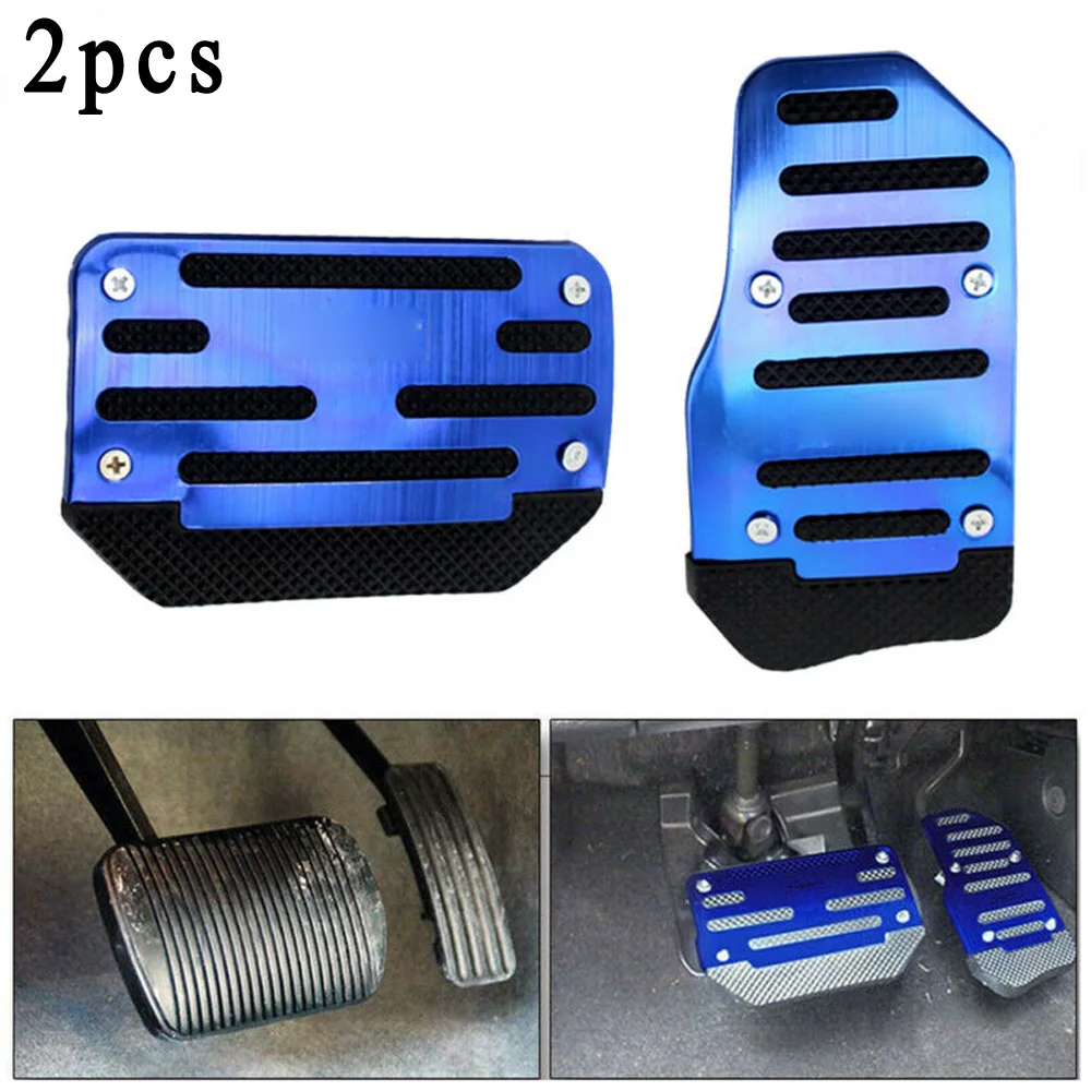 

Universal Blue Accelerator Brake Pedal Foot Pad Cover Anti-Skid Parts Set Kit