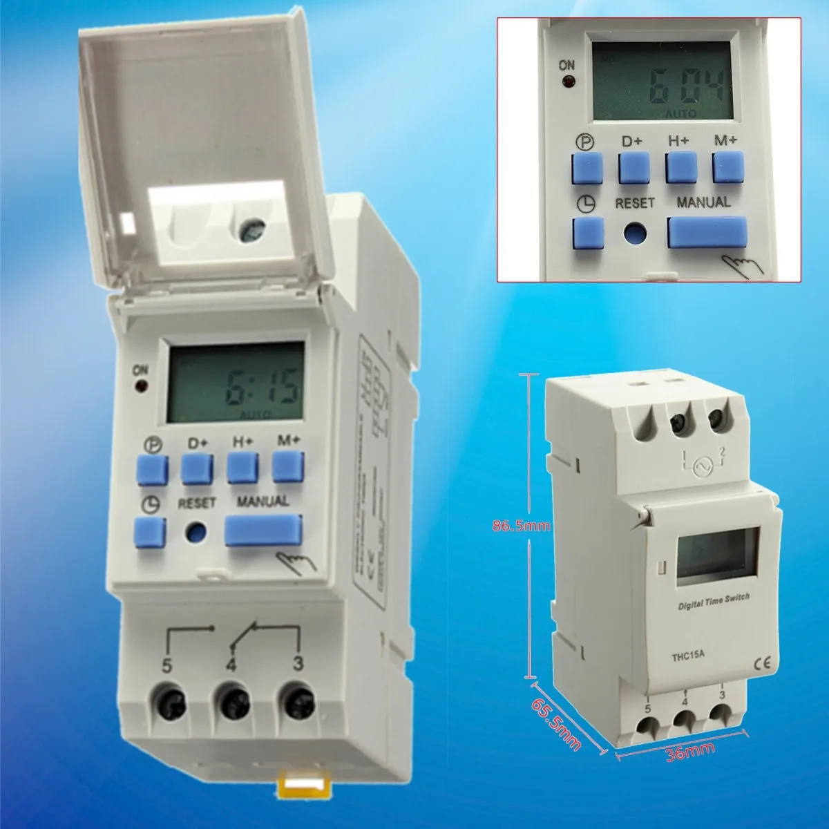 

DC 12V 16A 50Hz DIN Rail Digital Power Programmable Timer Time Relay Switch LCD display