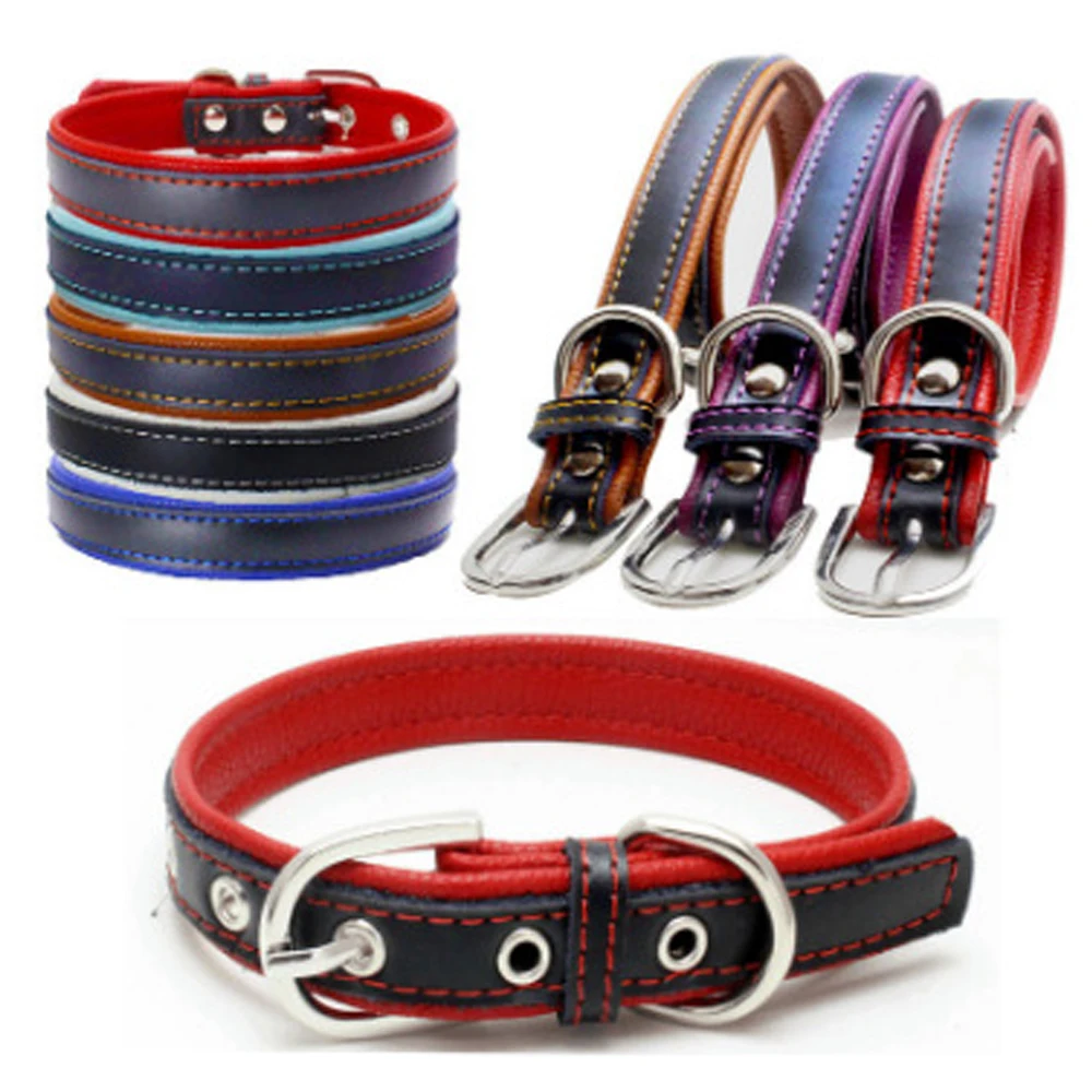 

Adjustable Genuine Leather Cat Collar Puppy Neck Buckle Strap Belt Padded Pet Collar Small Medium Large Dog Pitbull Labrador