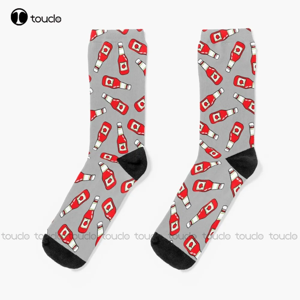 

Ketchup - Ketsup Bottle Tomato Ketchup (Grey) Socks Mens Novelty Socks Christmas New Year Thanksgiving Day Gift Custom Sock