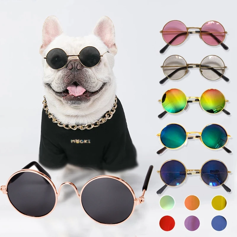 1PC Doll Accessories Round Eyeglasses Pink Glasses Sunglasses American Girl Toy Photo Props Pet Dog Cat Sunglasses 2