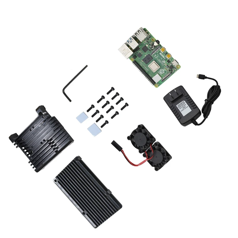 Для Raspberry Pi 4 Модель B 4G ram DIY Kit с алюминиевым ЧПУ сплав защитный чехол охлаждения двойной вентилятор 5 в 3A адаптер питания