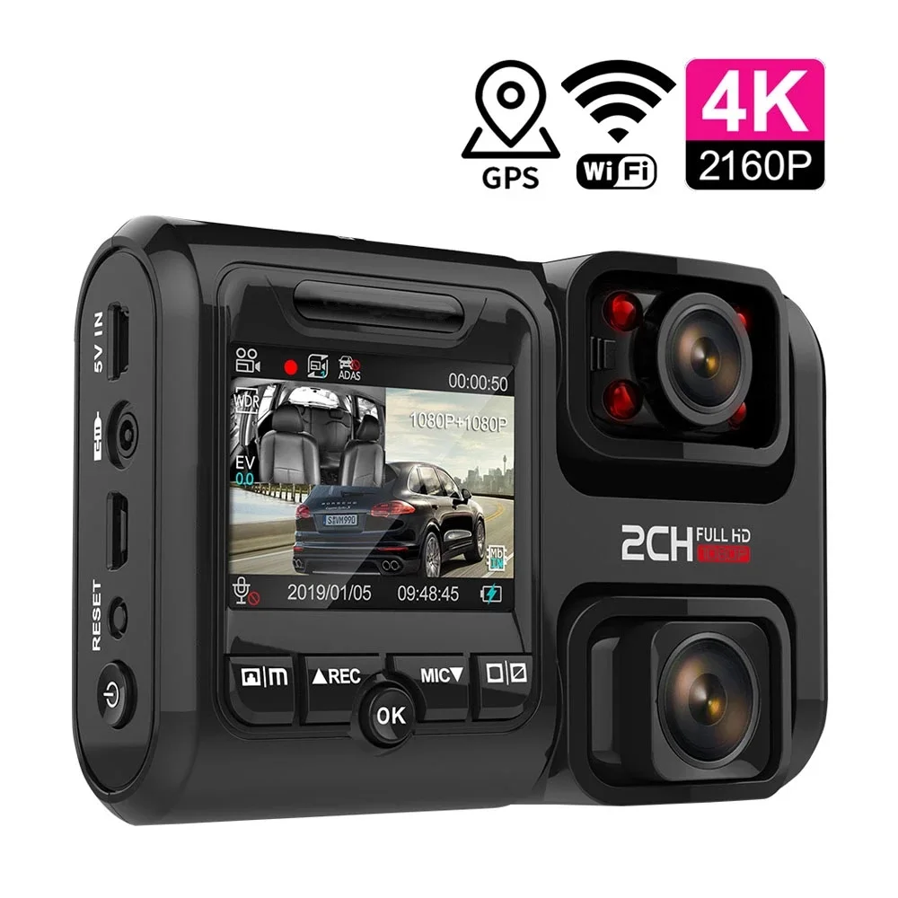 

Dual Lens Camera Way Car Video Surveillance Recorder Night Vision Dash Cam Sensor 24H Parking WIFI GPS DVR Auto Dashcam Front