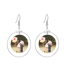 Korean  Cute Photo Earrings Engrave Name Jewelry Custom Coil Hook Picture Earring Wedding Gift  for Women Girl Accessories