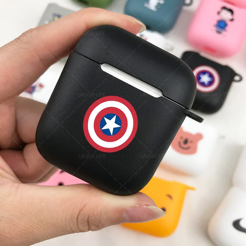 Горячая Marvel Капитан Америка беспроводной Bluetooth чехол для наушников для Apple AirPods 1 2 защитный чехол s наушники крышка зарядная коробка